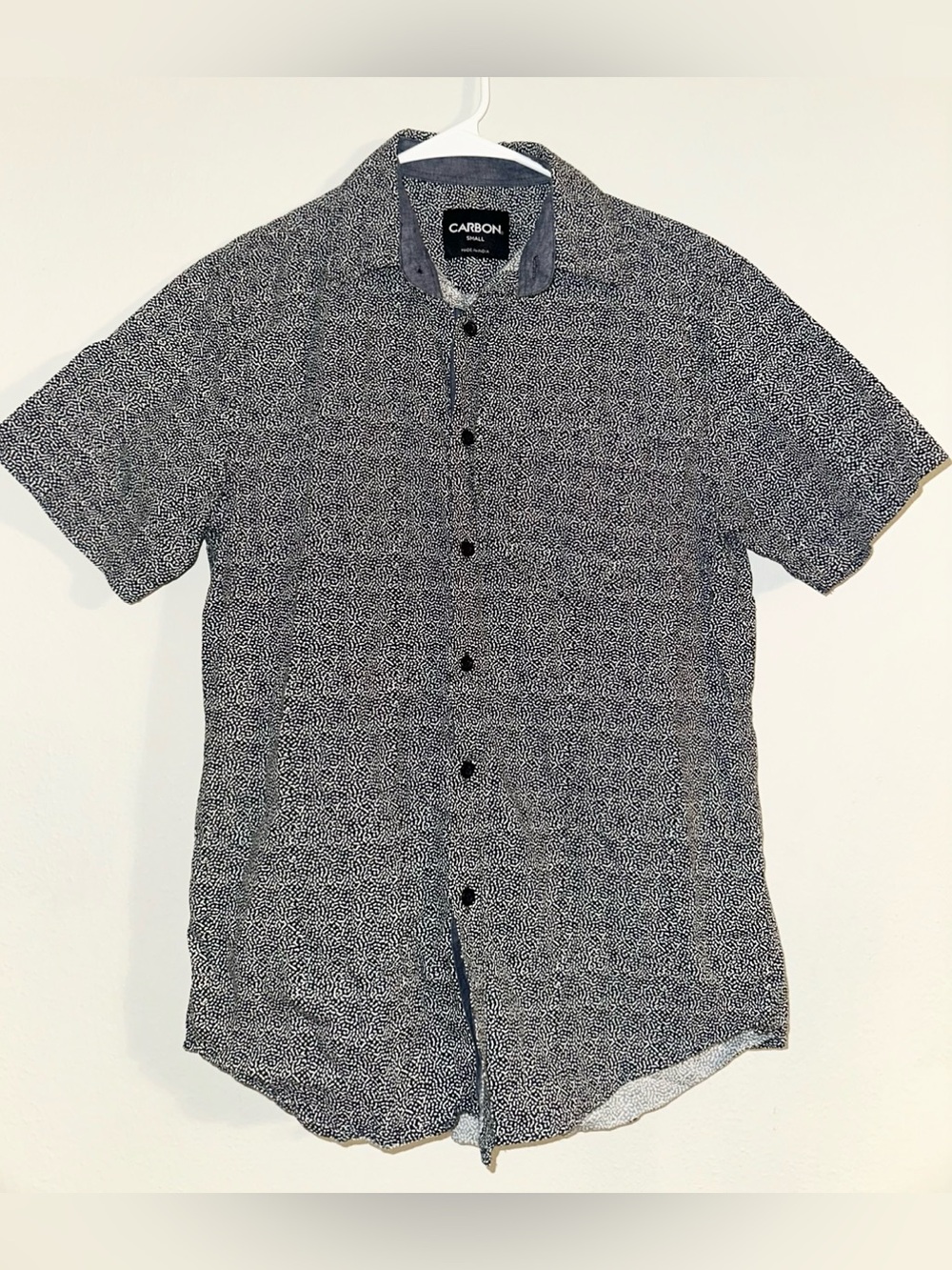 Carbon Black White Patterned Button Down Shirt